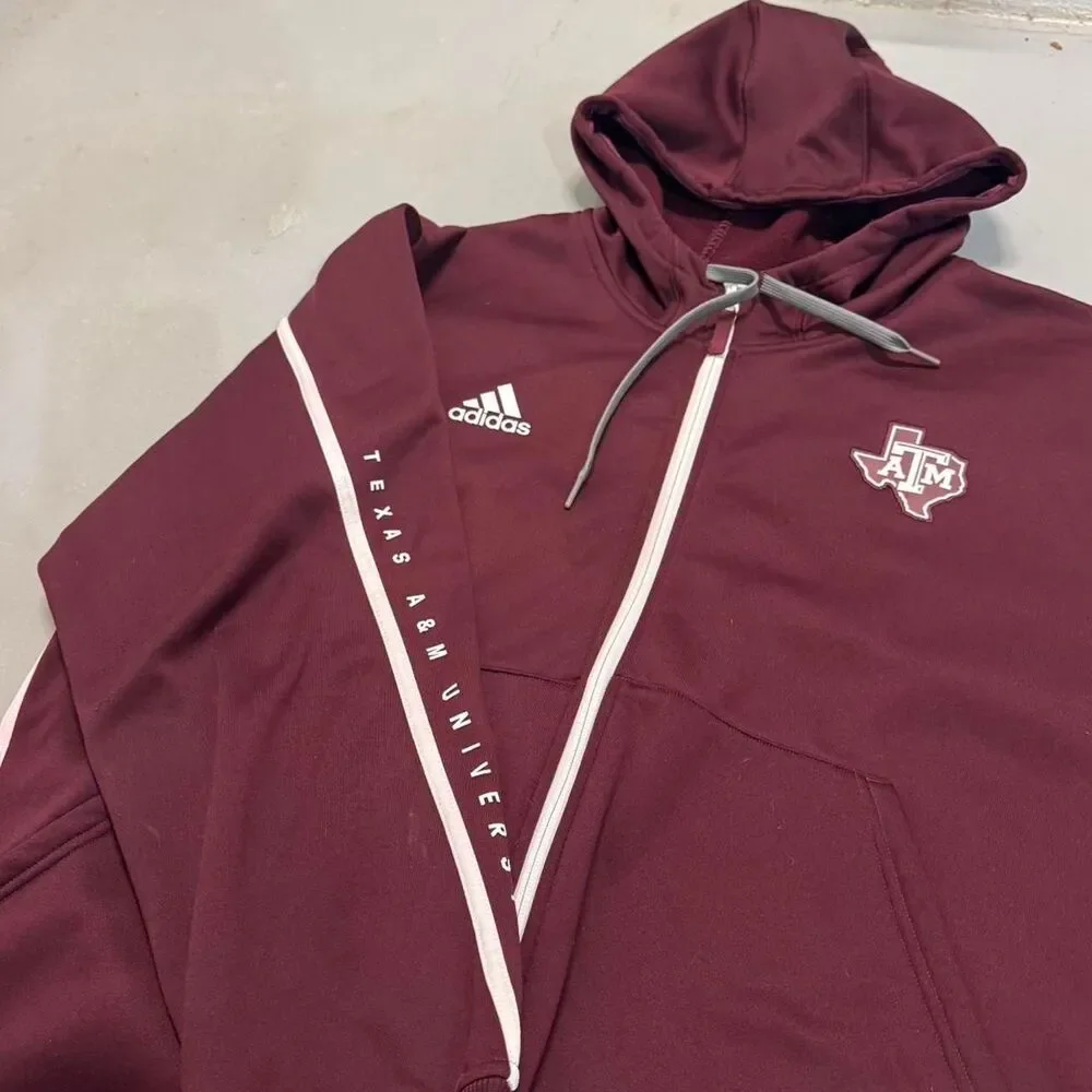 Adidas Men's Burgundy and Red Hoodie